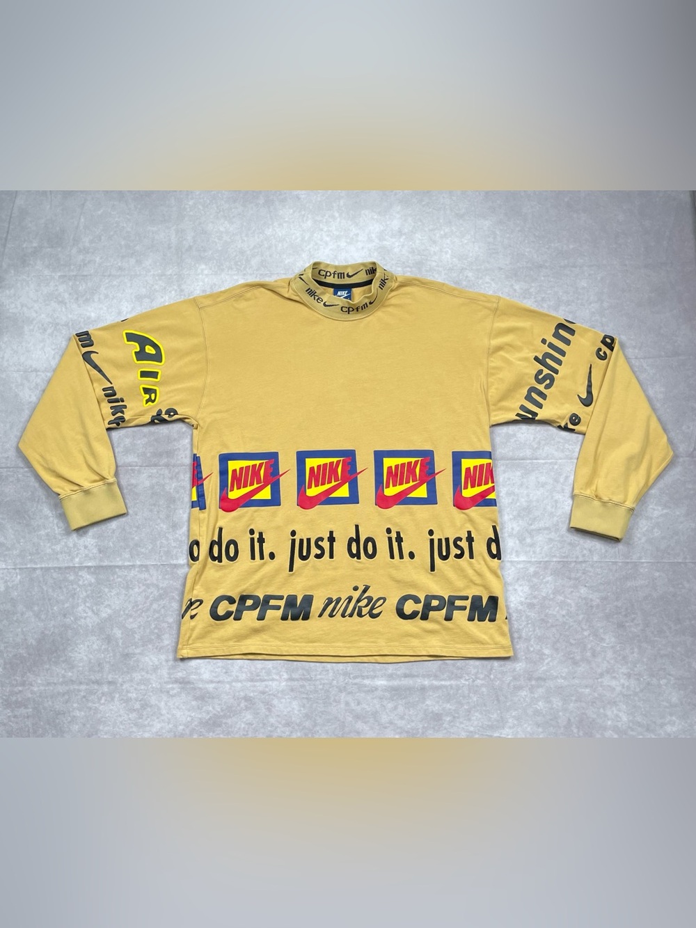 Nike CPFM Cactus Plant Flea Market Shirt Men Small Mustard Just Do It Air CI5369
